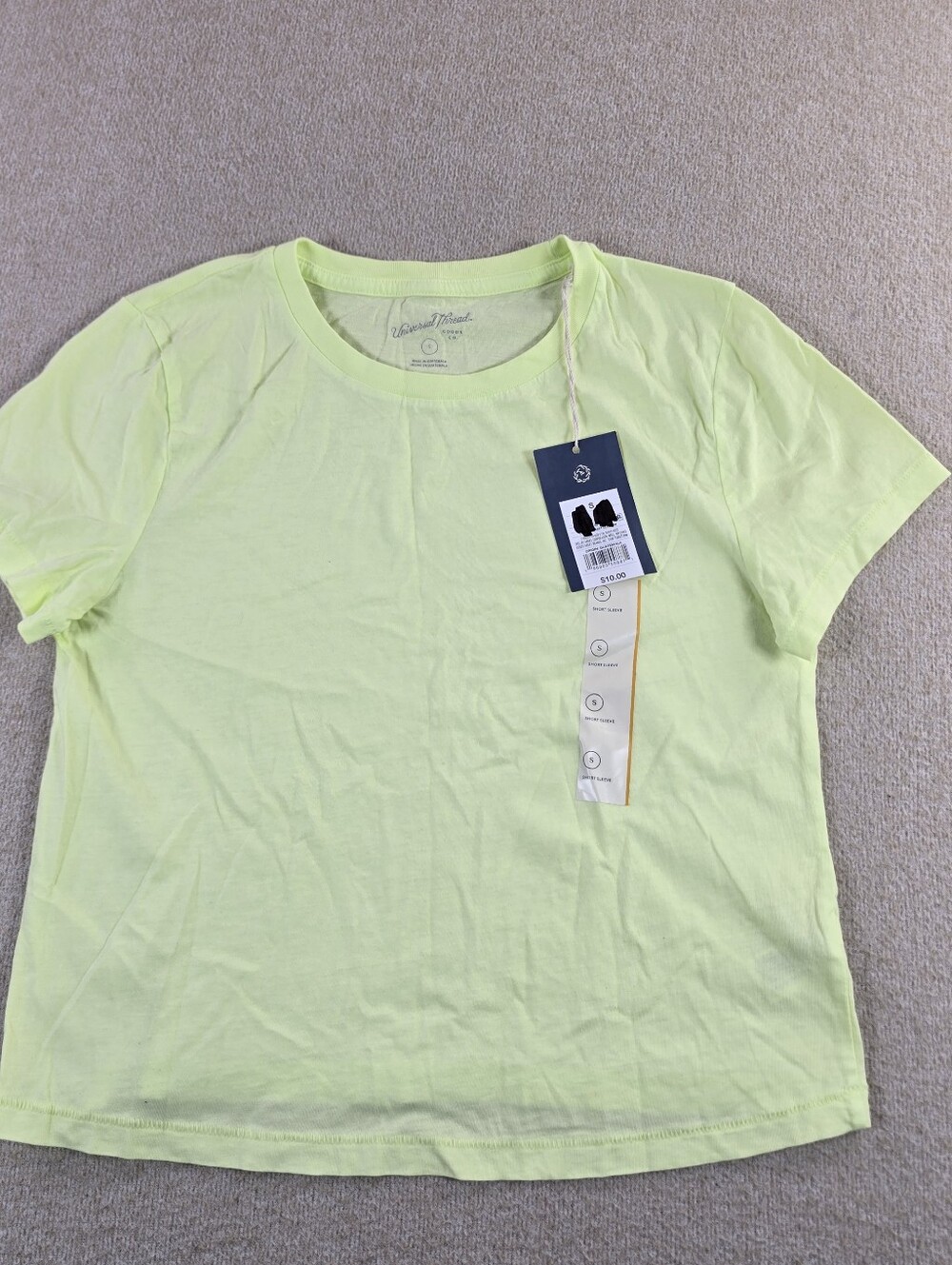 Universal Thread Women’s Neon Yellow Basic Tee Shirt Size S NWT
